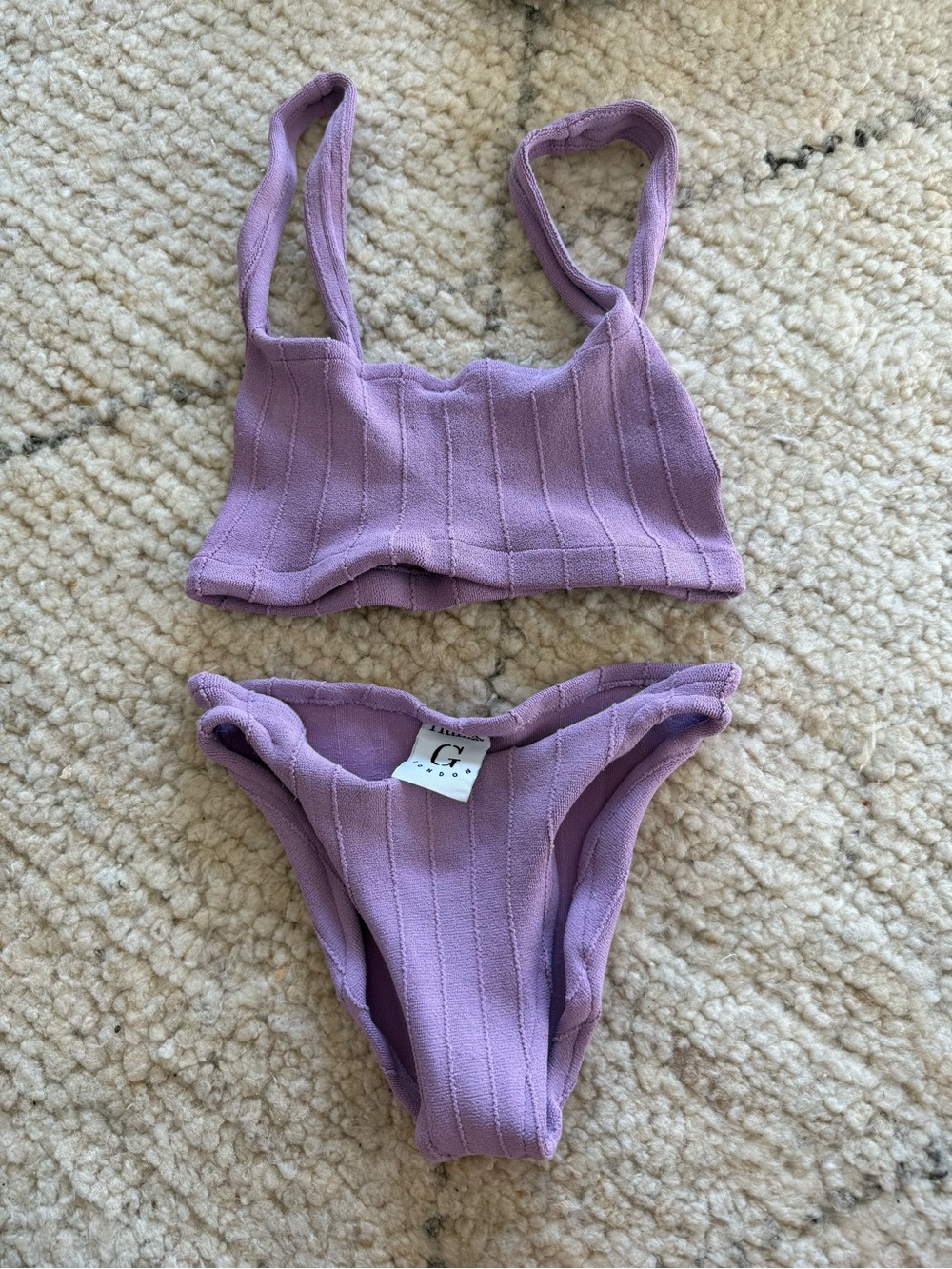 Hunza G Lavender Ribbed Bikini Set